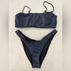 triangl swimwear Shimmery Navy Blue Bikini Set
